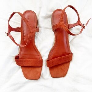 Mango Faux Suede Rust Colour Strappy Sandal Sz 8
